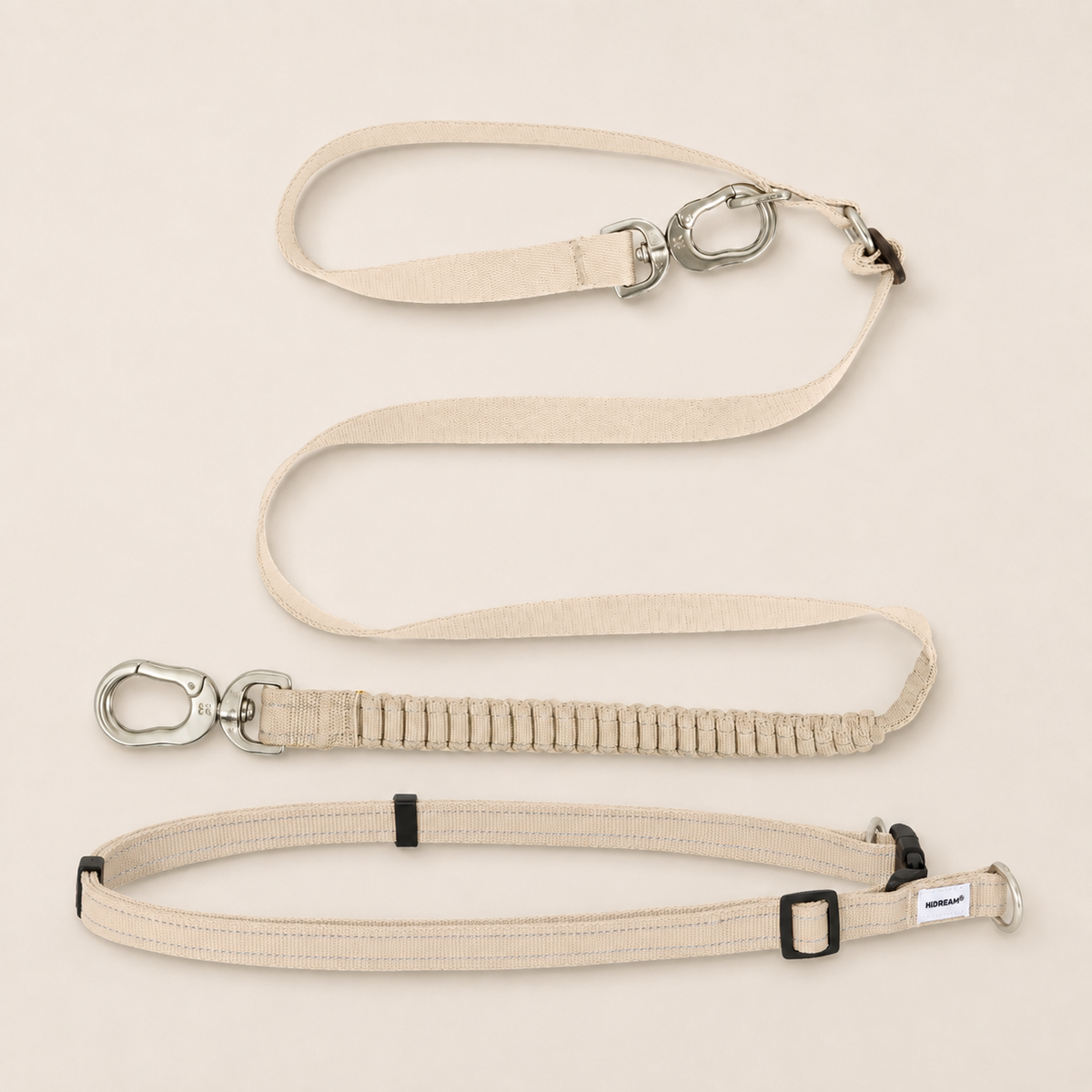 Milk color HD029008-01F leash with HD029009 waist-shoulder extension SKU image