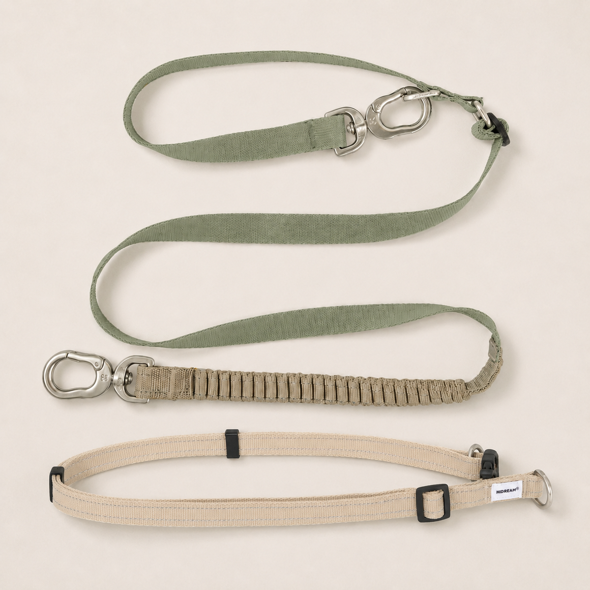 Olive color HD029008-02F leash with HD029009 waist-shoulder extension SKU image