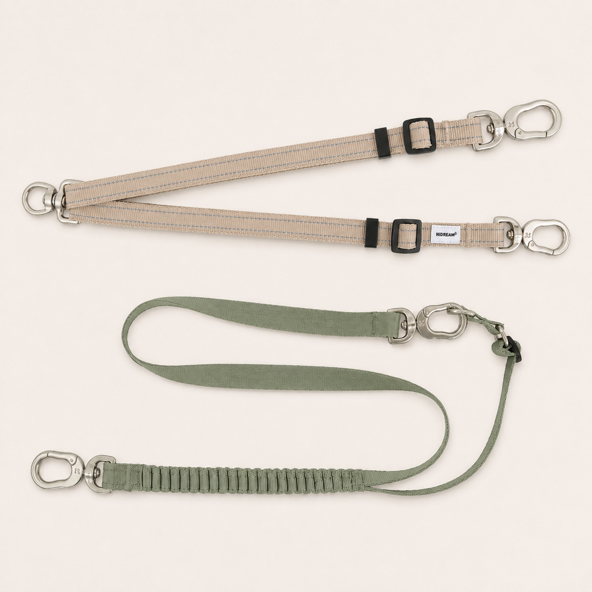 Olive color HD029008-02F leash with HD029010 double-leash extension SKU image