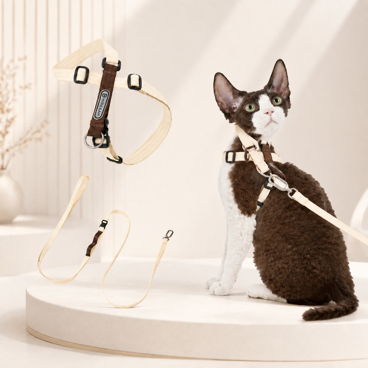 Camellia White HD024019 figure-8 cat harness and leash set