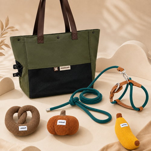 Cat adventure bundle with a carrier bag, leash set, and cat toys