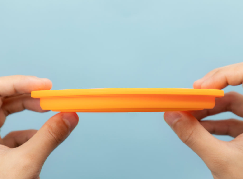 Folded silicone travel bowl for compact carrying