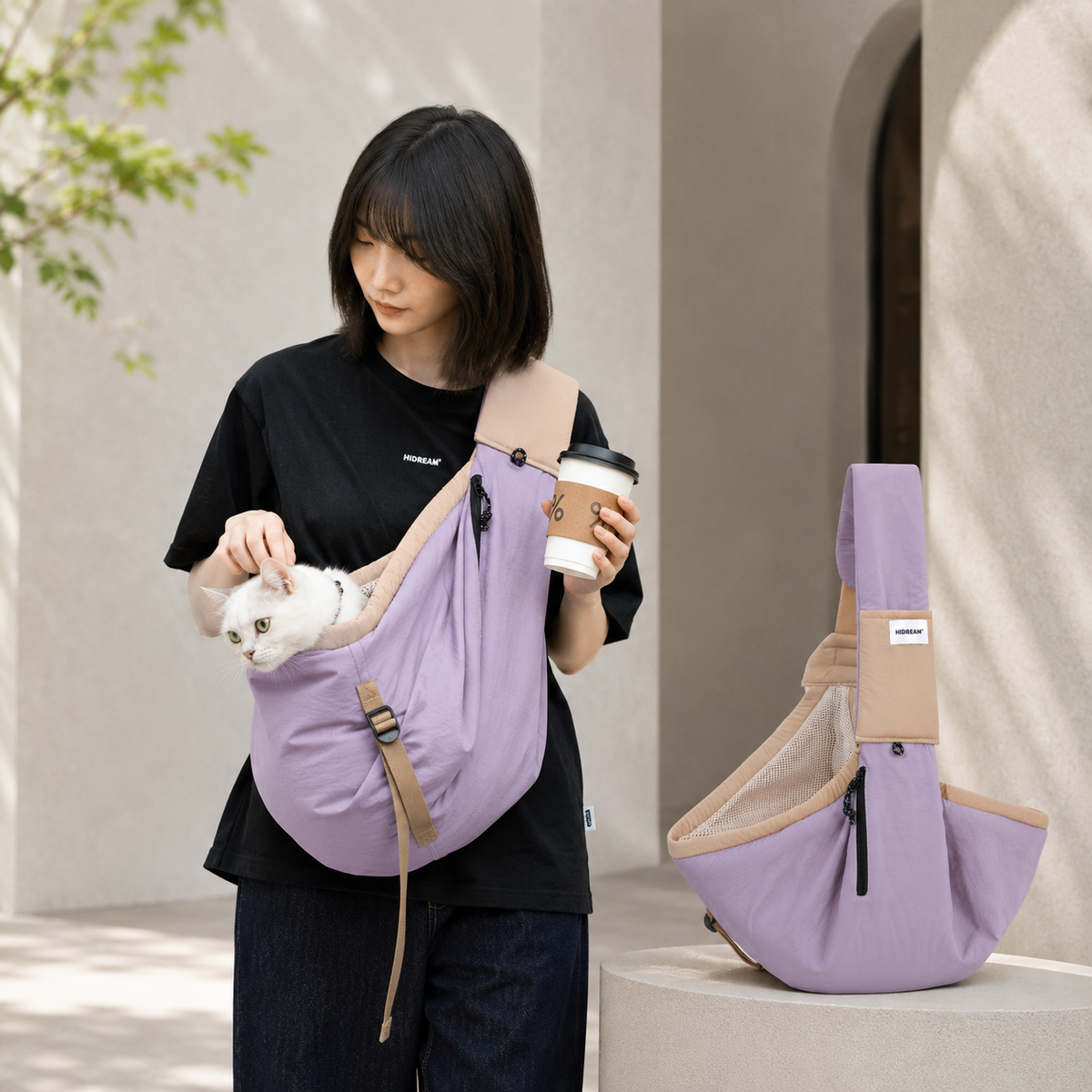 Hibiscus Purple HD020016 pet travel sling tote SKU image