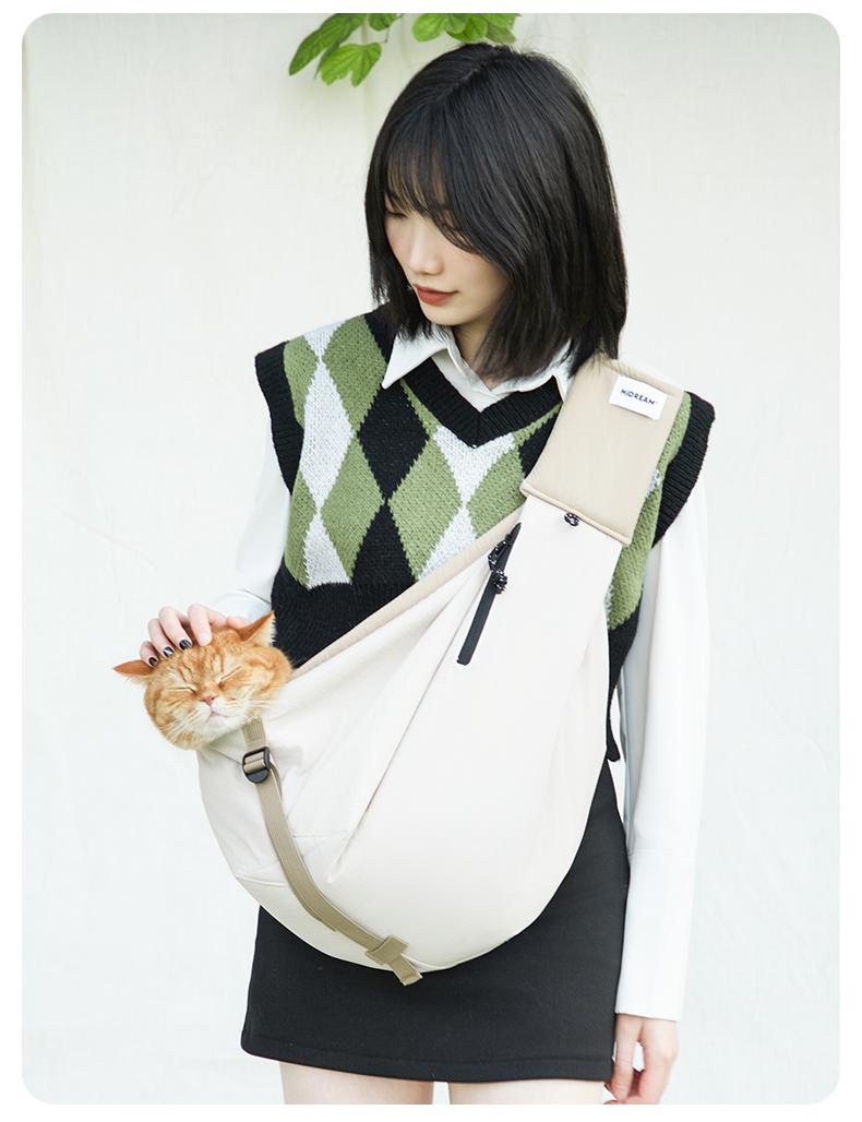 HD020016 Pet Travel Sling Tote real-life photo with a cat