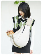HD020016 Pet Travel Sling Tote real-life photo with a cat
