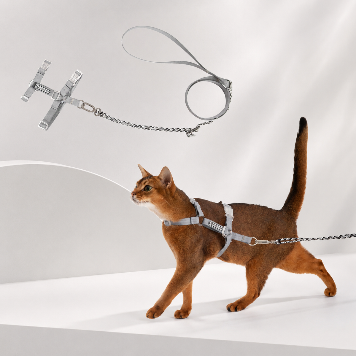 Dove Gray Bobo Series cat harness and leash set