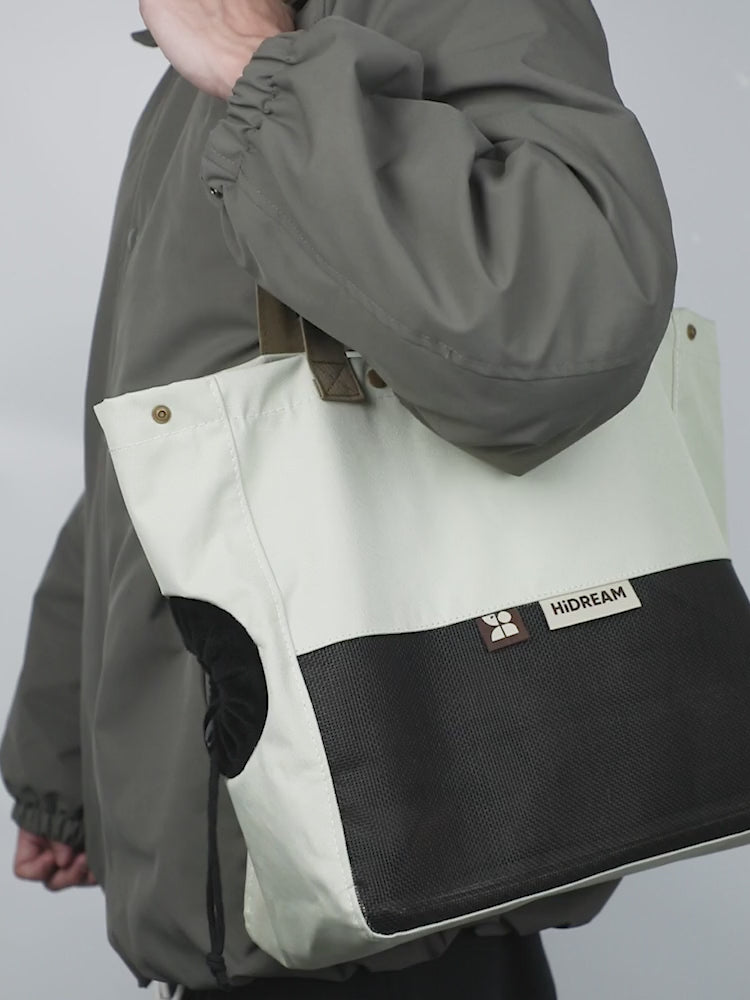English product video showing the Color-Block Cat Sling Carrier Bag