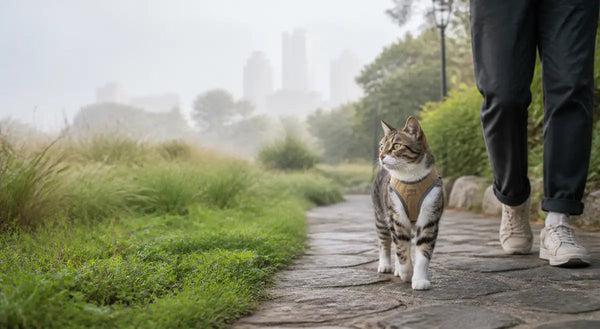 Cat outdoor walking gear including harnesses and leashes